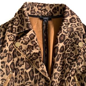Boutique cropped leopard Moto jacket
